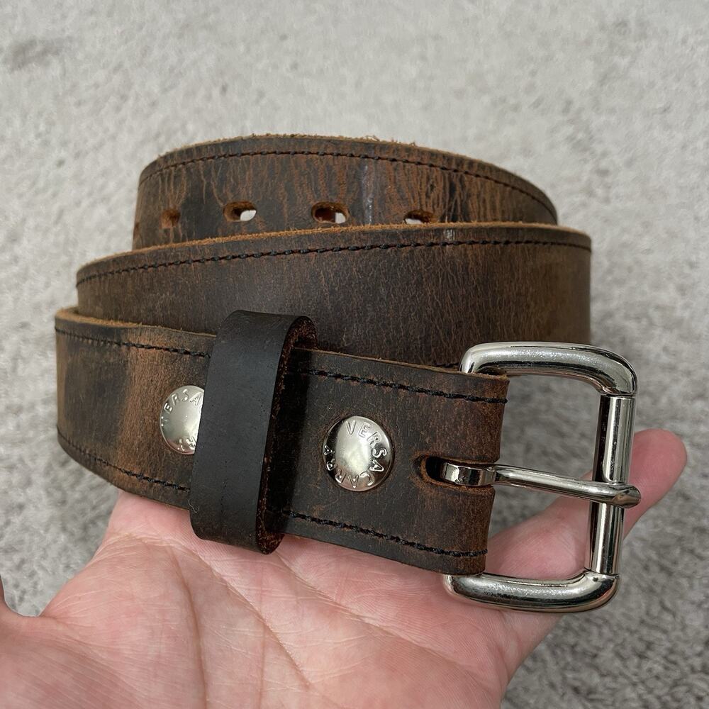 Versacarry Brown Leather Carry Belt Men's Size 42 Nickel Buckle Adjustable